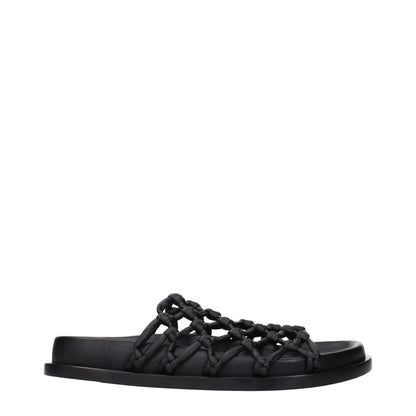 Black Leather Slippers
