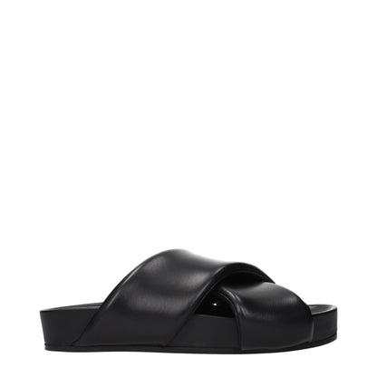 Black Leather Slippers