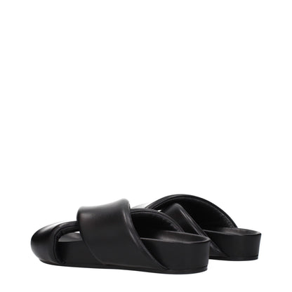 Black Leather Slippers