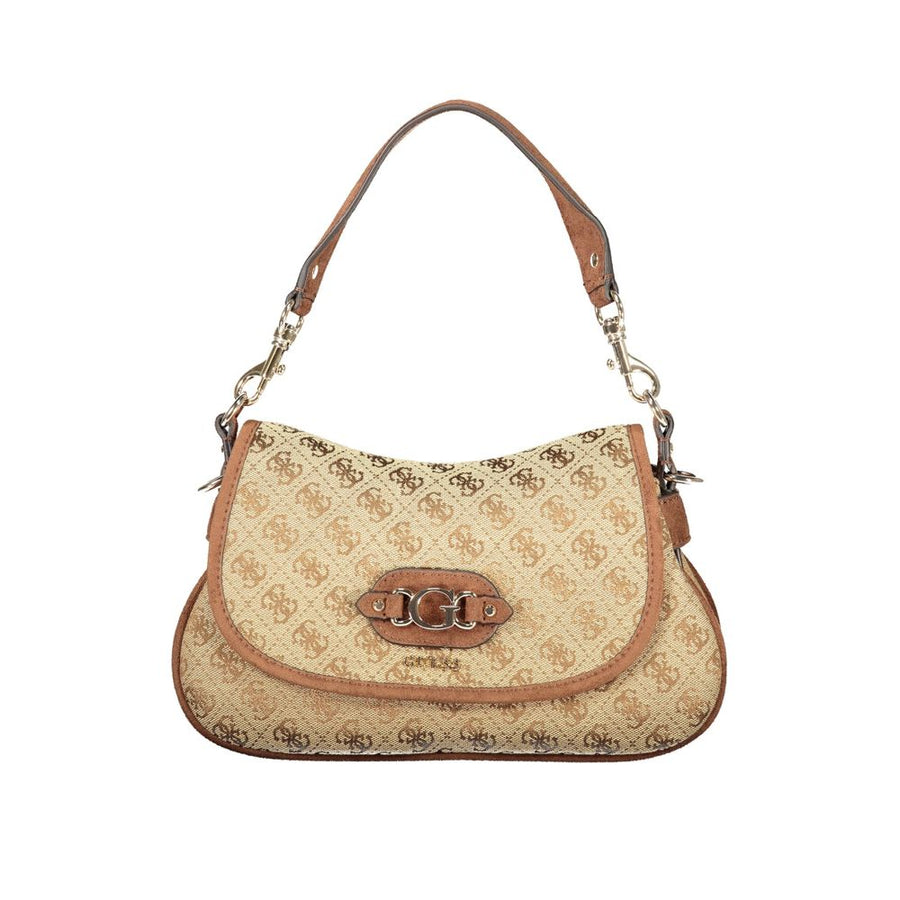 Beige Polyester Women's Bag with Adjustable Shoulder Strap