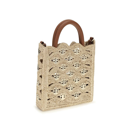 Beige Raffia Shoulder Bag