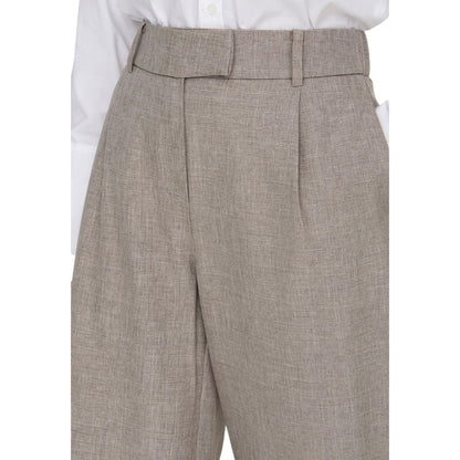 Beige Polyester Dress Pants