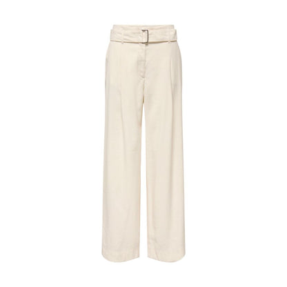 Cream Polyester Dress Pants