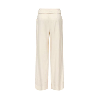 Cream Polyester Dress Pants