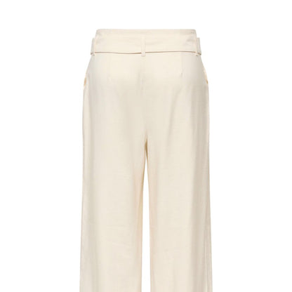 Cream Polyester Dress Pants