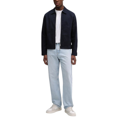 Blue Cotton Full-Length Jacket