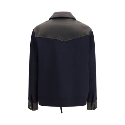 Blue Wool Oves Aries Leather Jacket