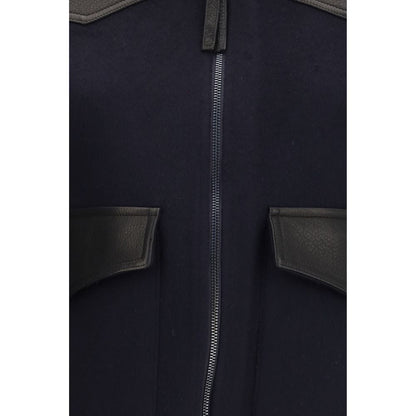 Blue Wool Oves Aries Leather Jacket