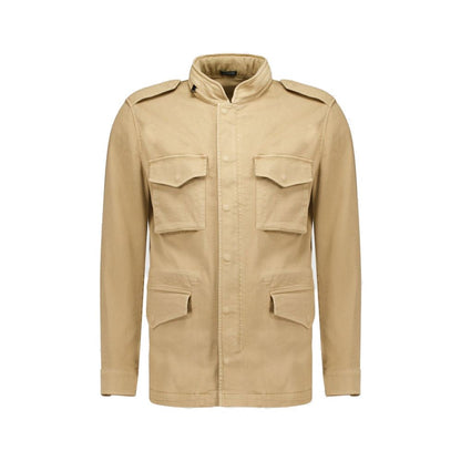 Beige Cotton Full-Length Jacket