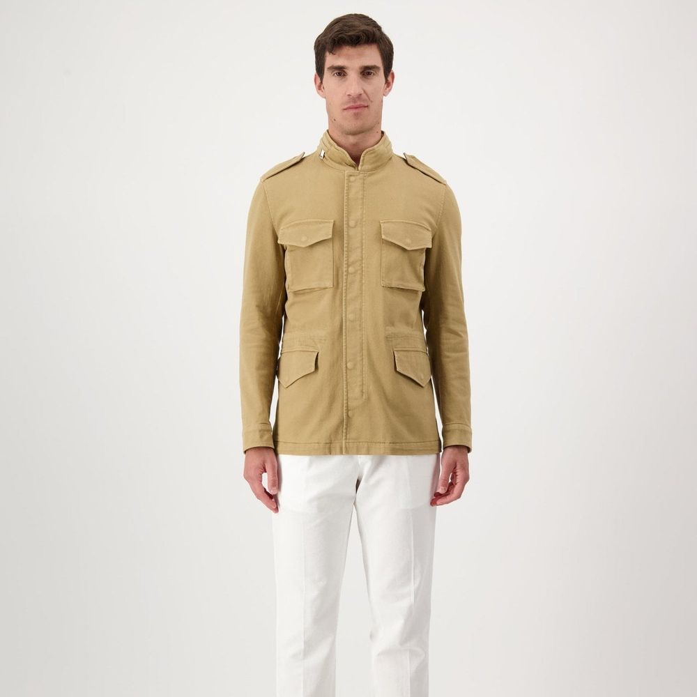 Beige Cotton Full-Length Jacket