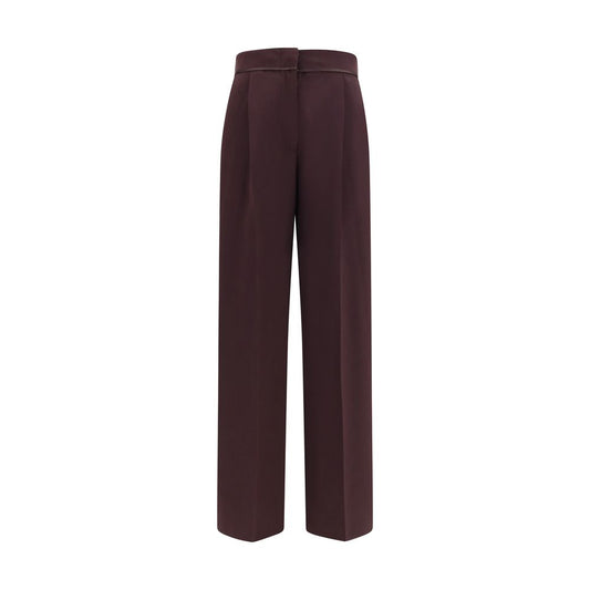 Purple Polyester Casual Pants
