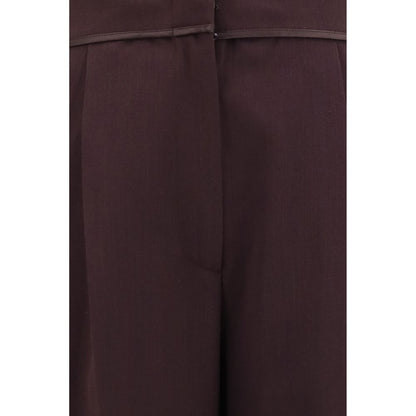 Purple Polyester Casual Pants