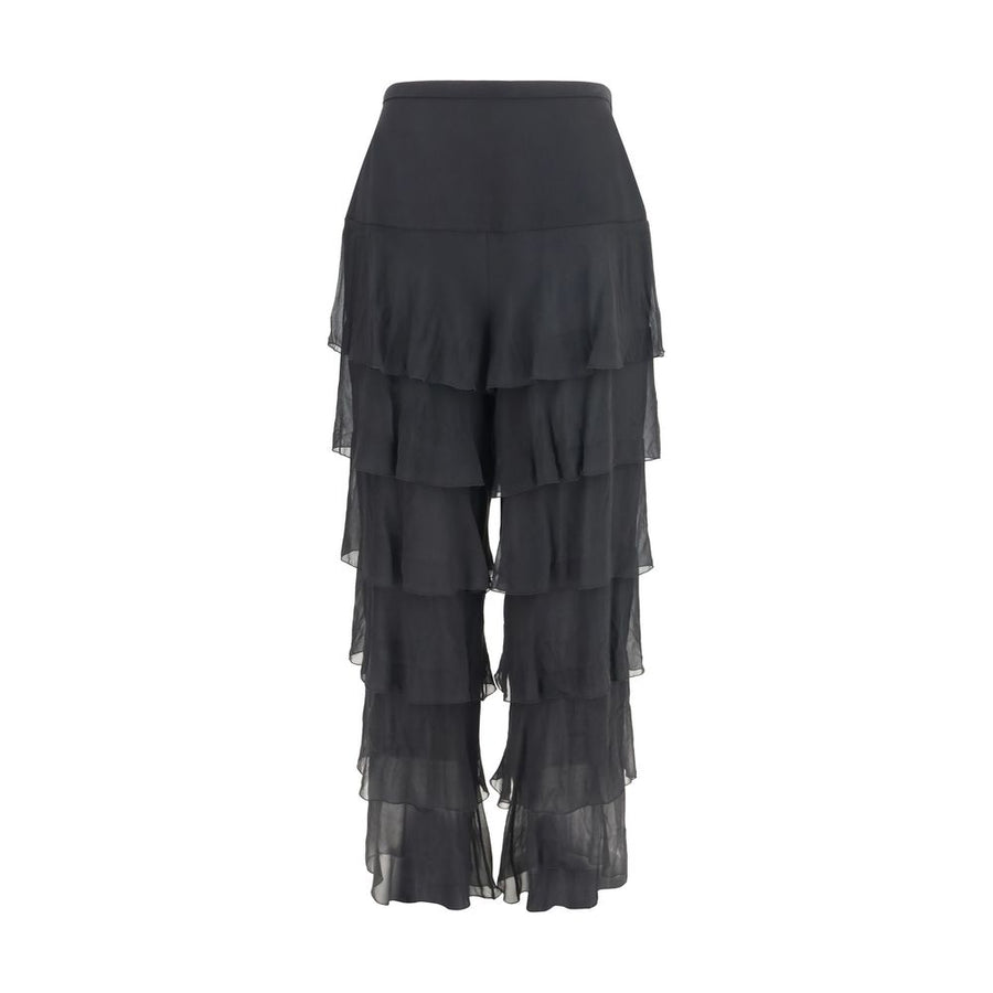 Black Silk Casual Pants