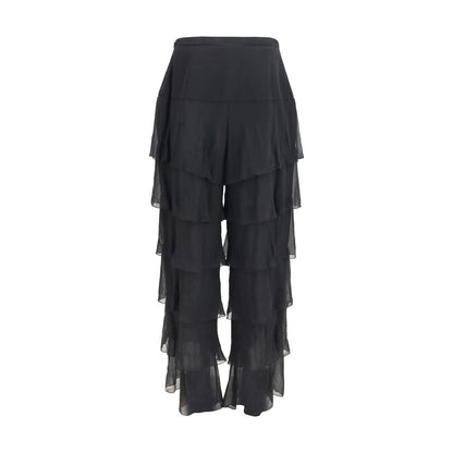 Black Silk Casual Pants