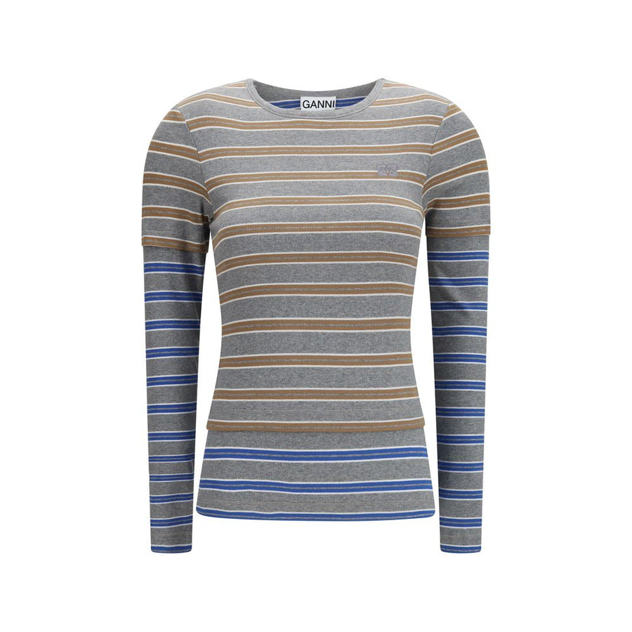 Gray Cotton Long Sleeve T-Shirt
