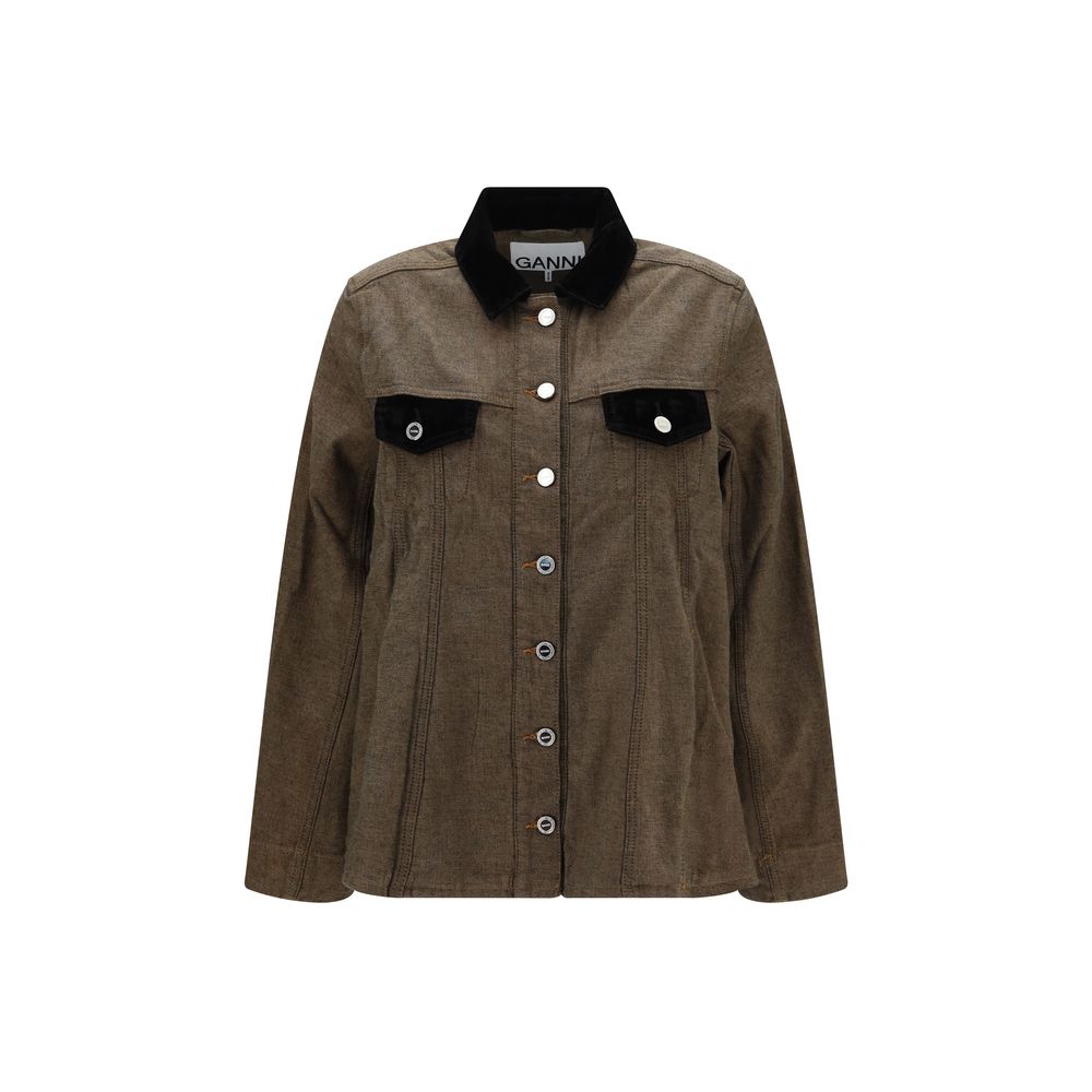 Brown Cotton Denim Jacket