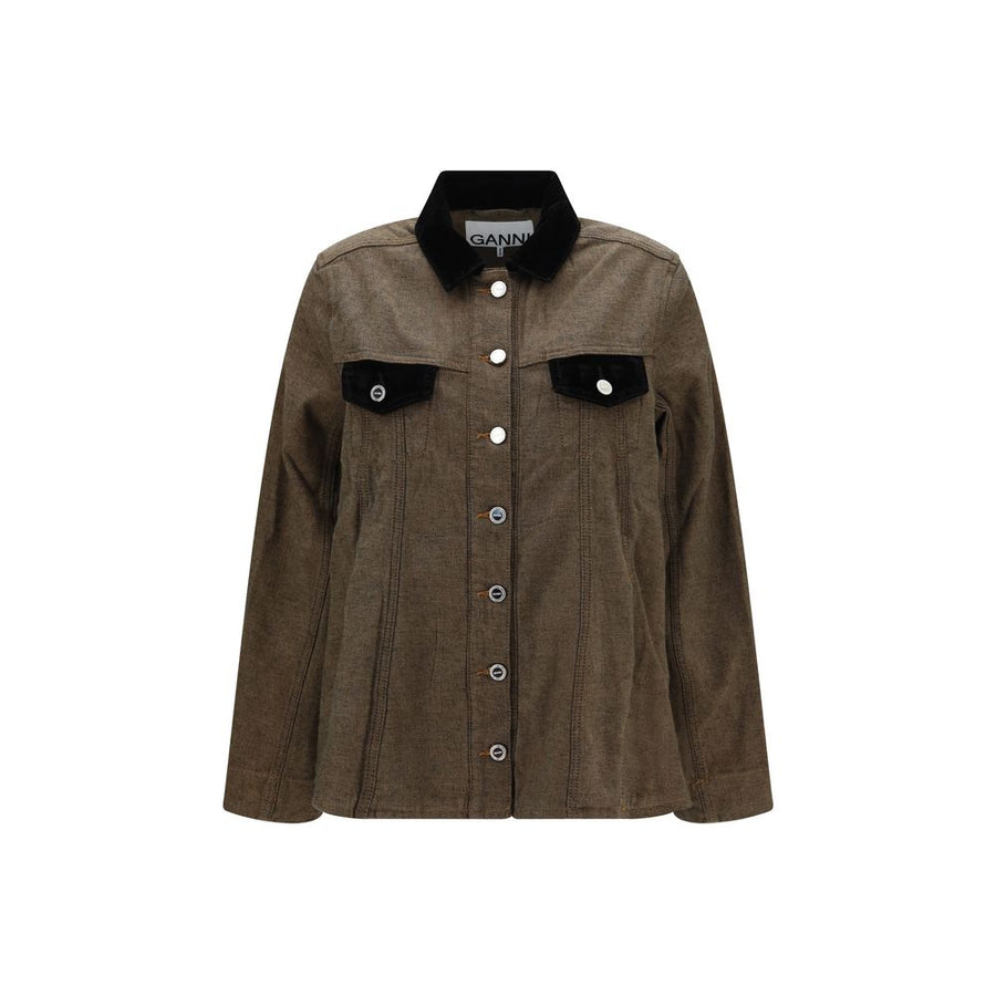 Brown Cotton Denim Jacket