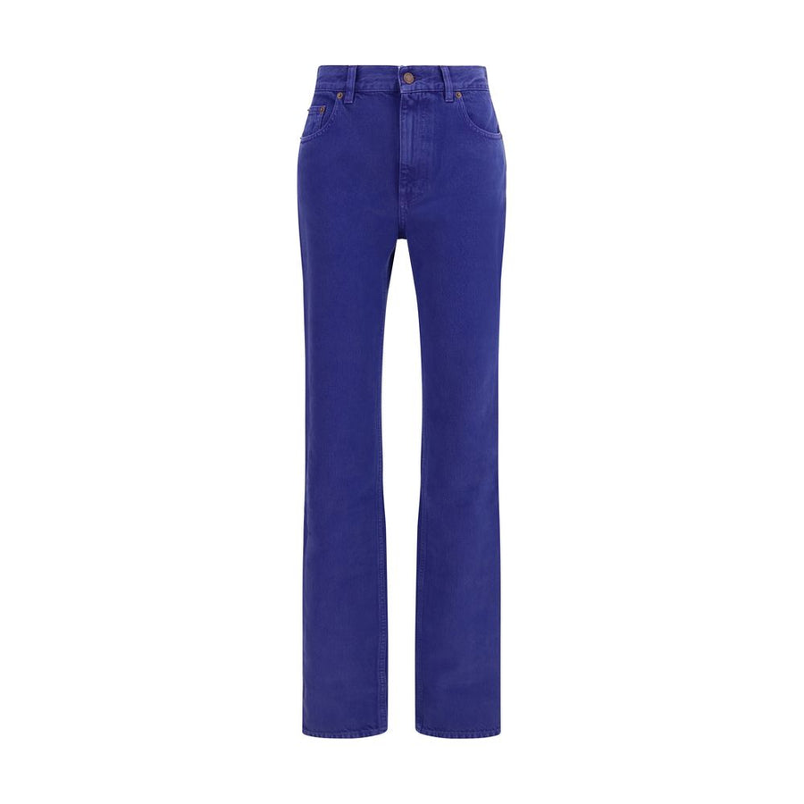 Blue Cotton Straight-Leg Jeans