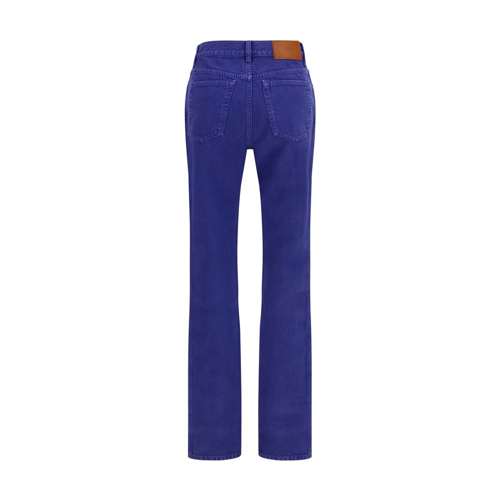 Blue Cotton Straight-Leg Jeans