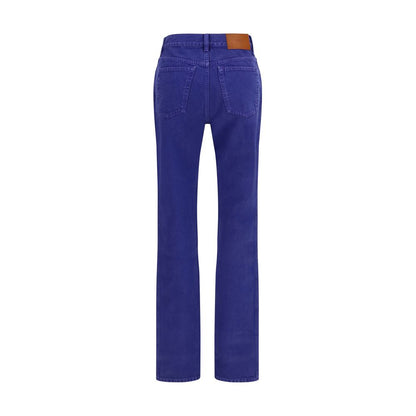 Blue Cotton Straight-Leg Jeans