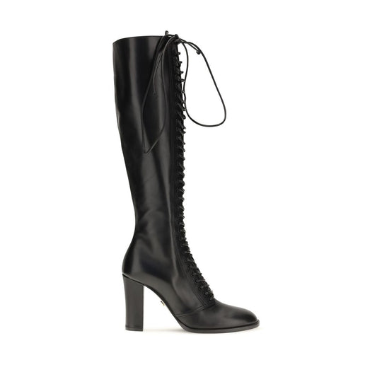 Black Calf Leather Bos Taurus Lace-Up Boots