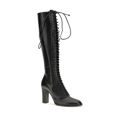 Black Calf Leather Bos Taurus Lace-Up Boots