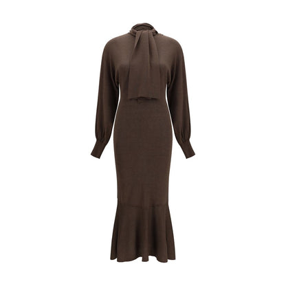 Brown Silk Casual Dress