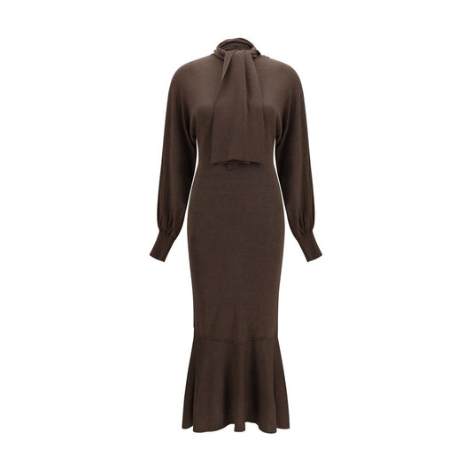 Brown Silk Casual Dress