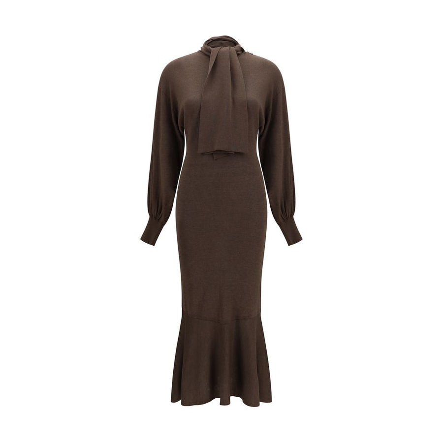 Brown Silk Casual Dress