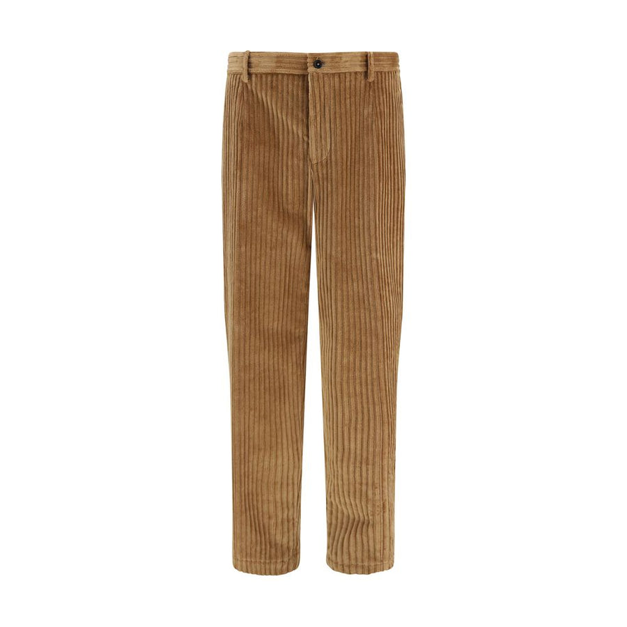 Brown Cotton Casual Pants