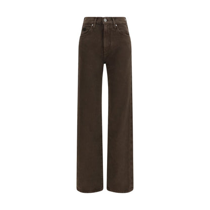 Brown Cotton Straight-Leg Jeans