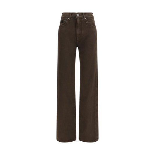 Brown Cotton Straight-Leg Jeans