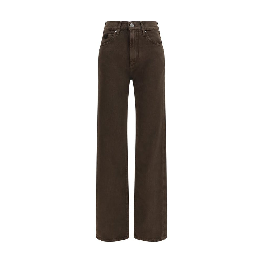 Brown Cotton Straight-Leg Jeans