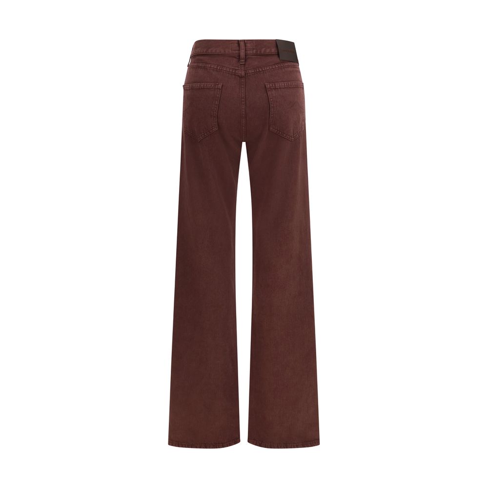 Bordeaux Cotton Straight-Leg Jeans