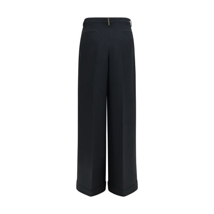 Black Acetate Casual Pants