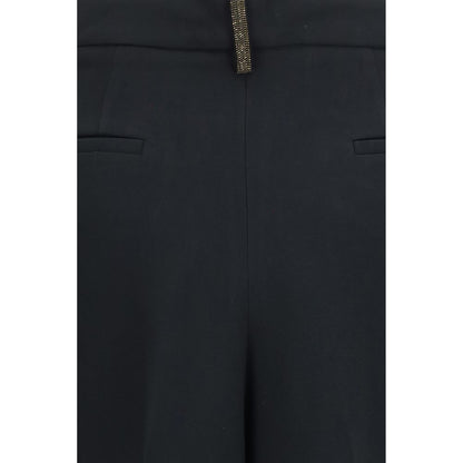 Black Acetate Casual Pants