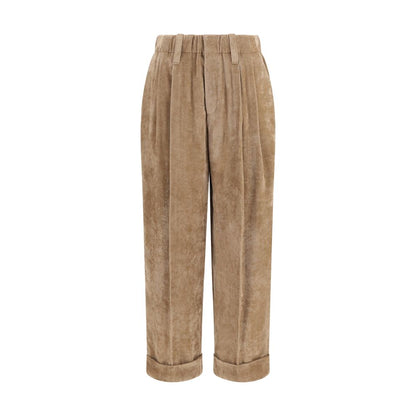 Brown Viscose Casual Pants