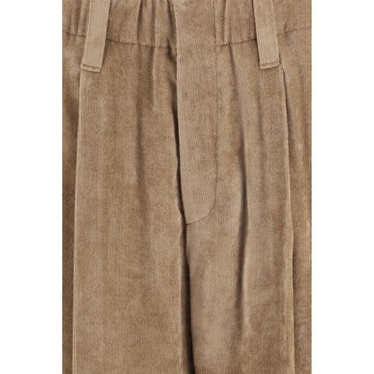 Brown Viscose Casual Pants