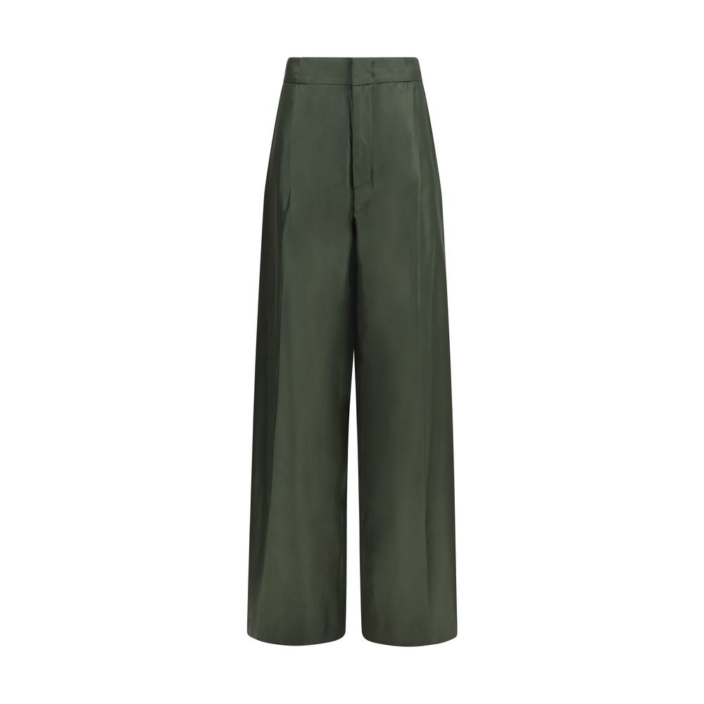 Bicolor Silk Casual Pants