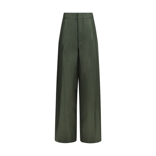 Bicolor Silk Casual Pants