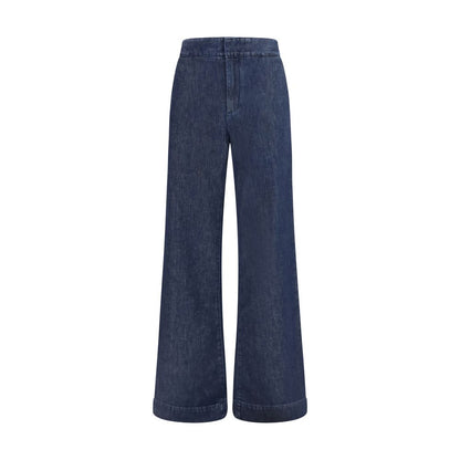 Blue Cotton Casual Pants