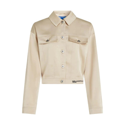 Beige Polyester Full-Length Jacket