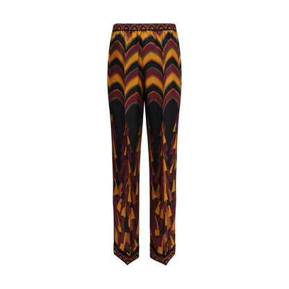 Multicolor Silk Casual Pants