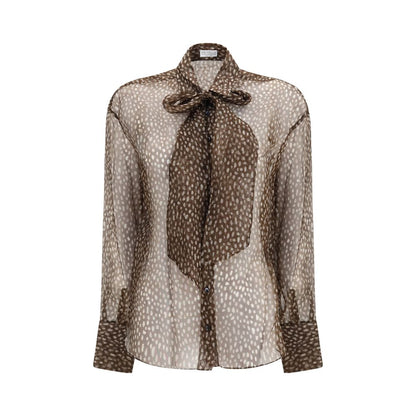 Brown Silk Pattern Shirt