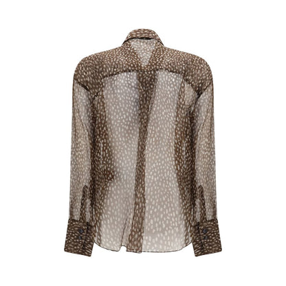 Brown Silk Pattern Shirt