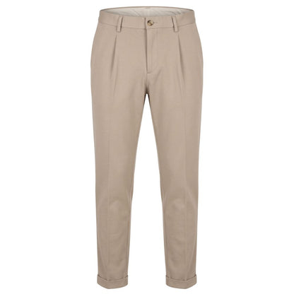 Beige Viscose Men Pants