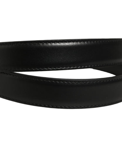 Black Classic Leather Gold Tone Buckle Belt