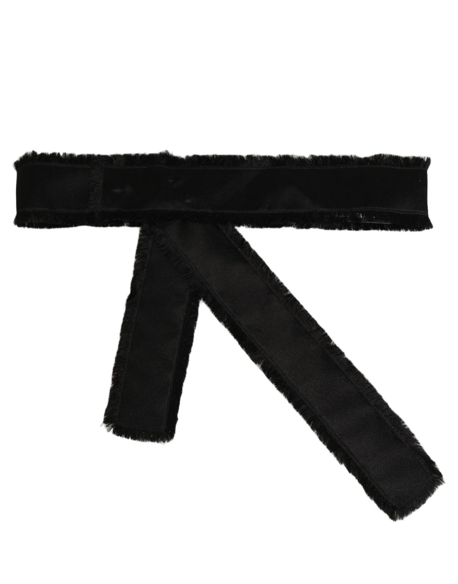 Black Velvet Wrap Around Tie Cintura Belt