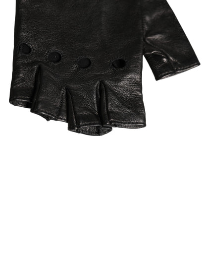Black Embellished Wrist Length Fingerless Gloves