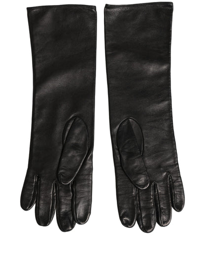 Black Genuine Leather Embossed DG Logo Gloves